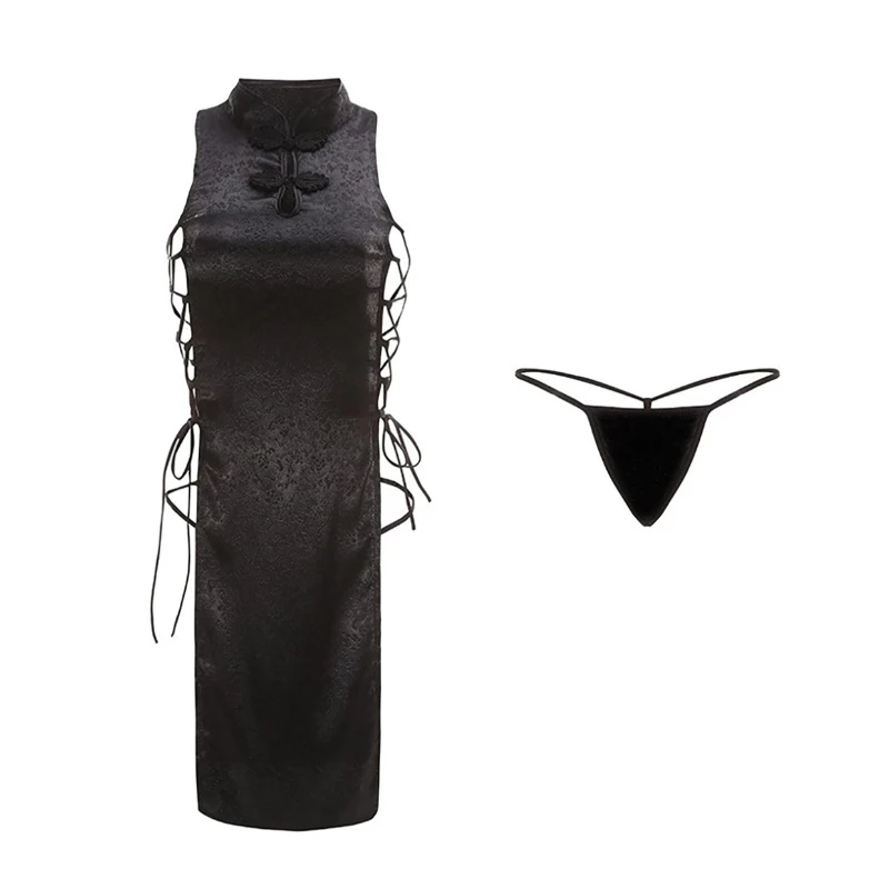 Sexy Cosplay Women Sexy Lingerie High Split Dress Qipao Cheongsam Uniform Chinese Traditional Party Dress Roleplay Costumes Women Lingerie Women Lingerie Set Women Cosplay Costume
