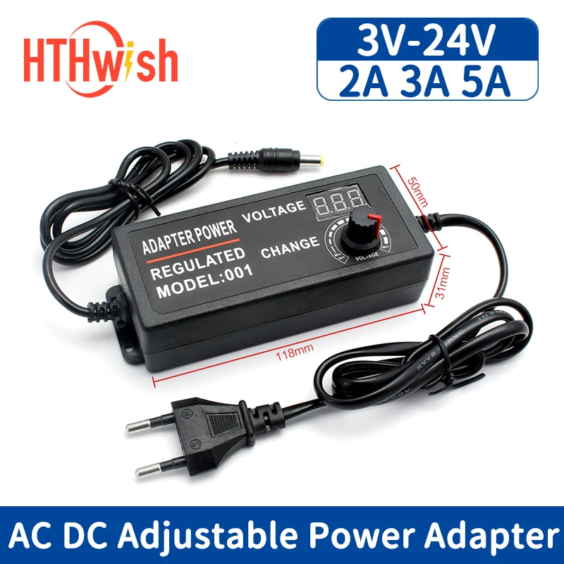 Power Adapter Adjustable Adapter AC TO DC Universal Adapter Multi Voltage 3V 5V 6V 9V 12V 15V 18V 24V 2A 3A 5A 220V To 12 Volt Power Supply