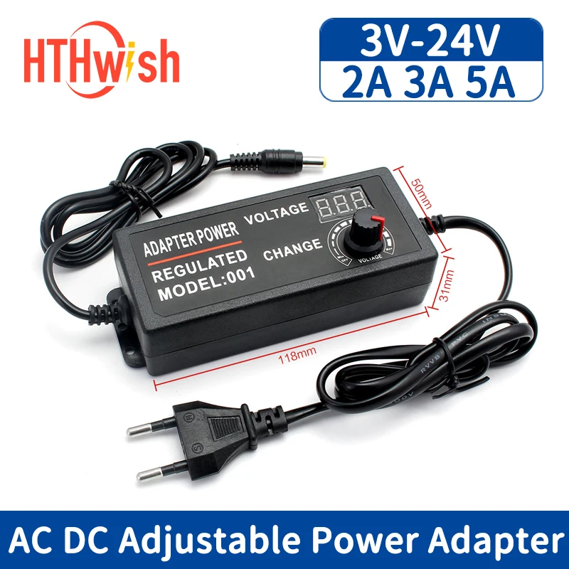 Universal AC/DC Adapter Multi-Voltage Regulated Power Supply 1-24V 3-12V 9-24V 