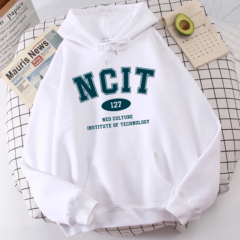 Фото Женская толстовка с капюшоном Ncit, флисовая толстовка с круглым вырезом и принтом, оверсайз, 127 №3