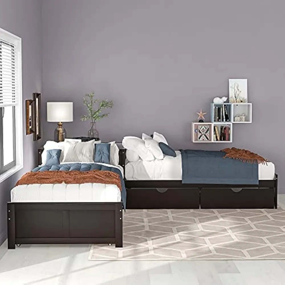 L-Shaped Twin Platform Bed 4