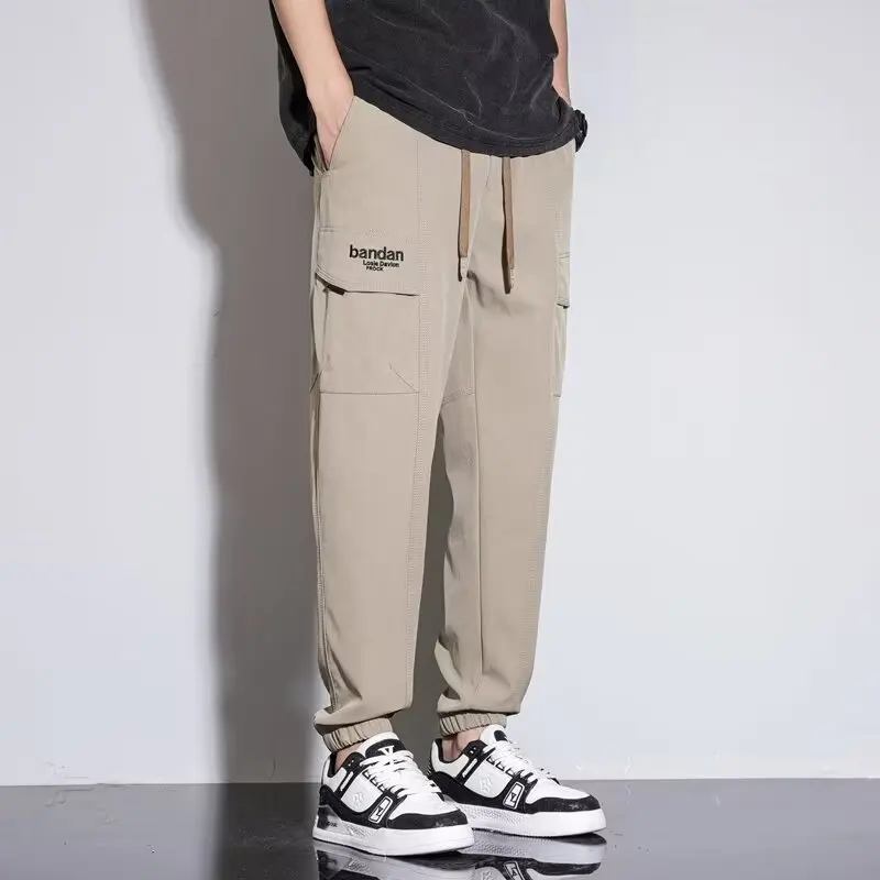 

Штаны парашютника мужские, прямые свободные широкие повседневные штаны, летние американские уличные штаны белого цвета, тонкие рабочие брюки