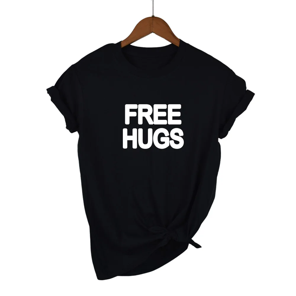 

Новинка 2020, женская футболка с надписью FREE HUGS, хлопковая Повседневная забавная футболка для девушек, хипстерская футболка Tumblr, Прямая поставка
