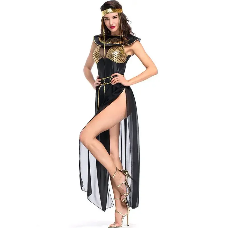 

Deluxe Cleopatra Costume Sexy Women Ancient Egyptian Pharaoh Clothing Adult Halloween Party Cosplay Egypt Queen Long Dress