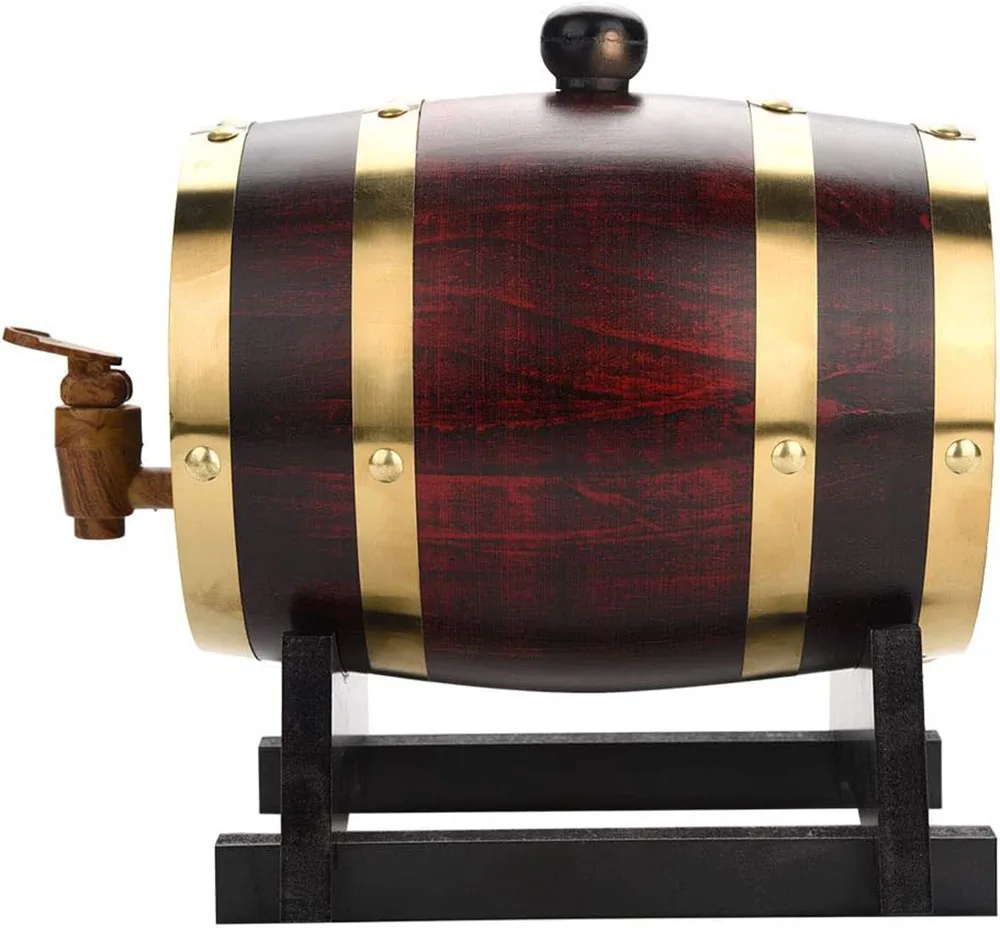 3L Wood Barrel Vintage Oak Beer Brewing Tools Tap Dispenser for Rum Pot Whisky Wine Bar Tools Home Whiskey Barrel Decanter whiskey decanter set