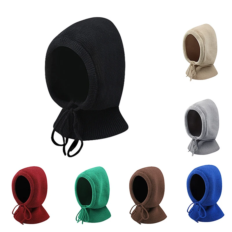 

Scarf One-piece Knit Hat Pullover Woolen Hat Winter Balaclava Hat Warm Knitted Solid Color Hood Hat