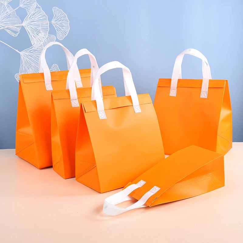 10pcs Non-Woven Insulated Tote Bags – Reusable Thermal Cooler Pouches for Food, Cake, D... - SKU NITB2302 - UGI Packaging