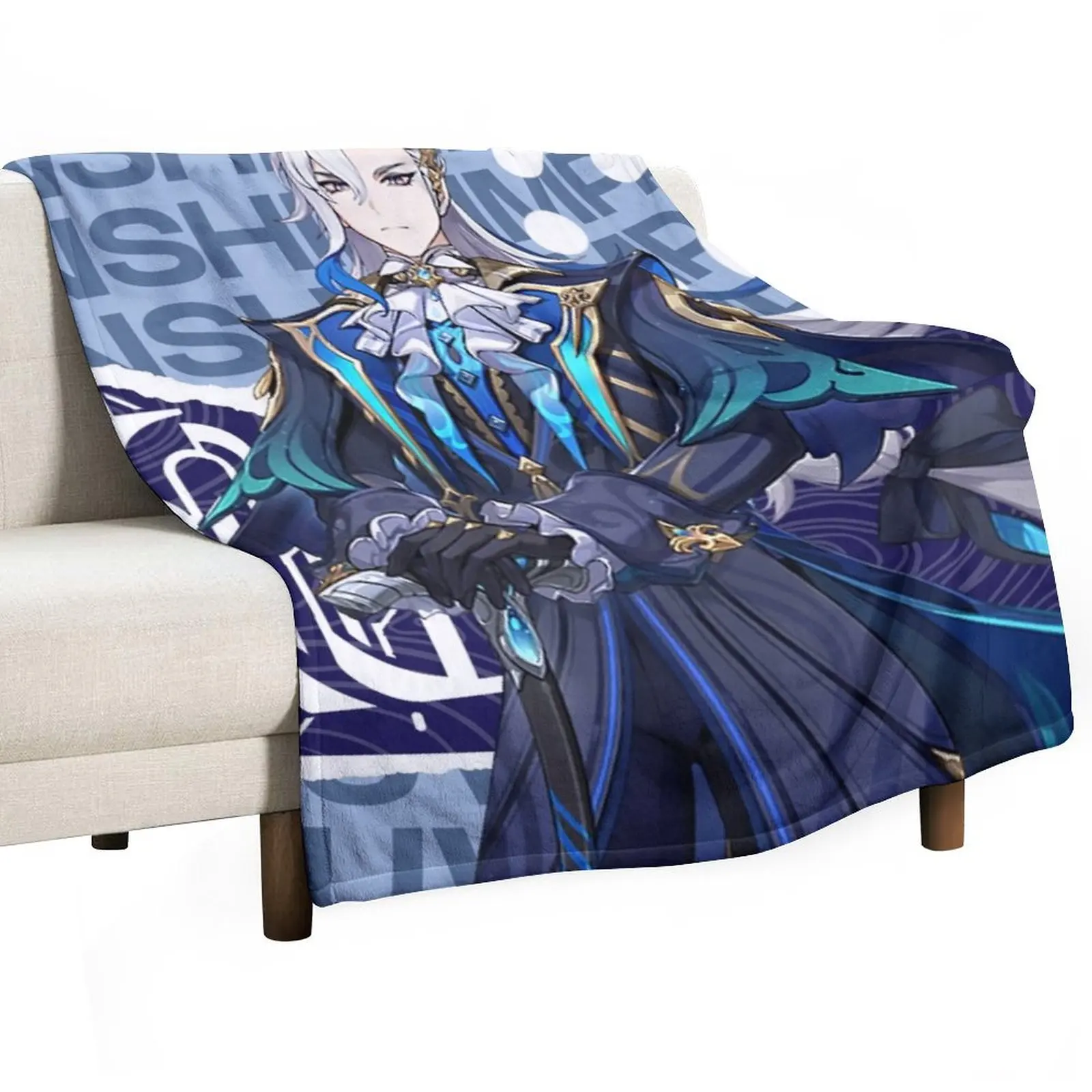 

Neuvillette ヌヴィレット Ordainer of Inexorable Judgment Genshin Impact Throw Blanket Thin Flannels Shaggy Blankets
