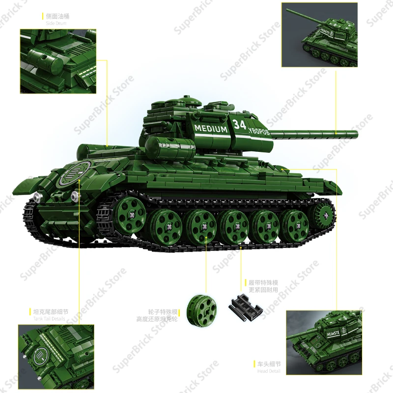 Military Weapons World War II Tanks Military Armored Vehicles Field Ambulances Army Trucks Model Building Bricks Blocks DIY Toys - 5