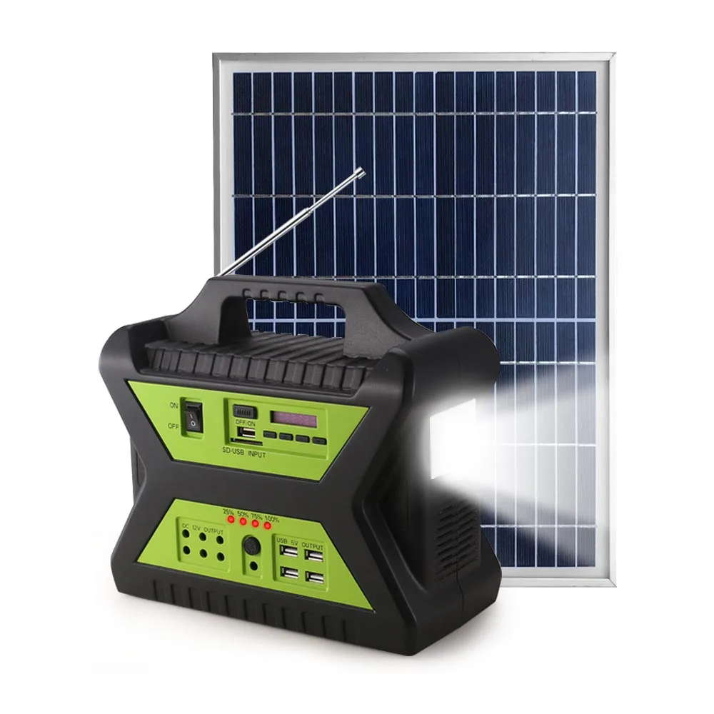 

Small Portable LED Solar Home Lighting System 15W for DC TV and Fan with Rechargeable Lithium Battery