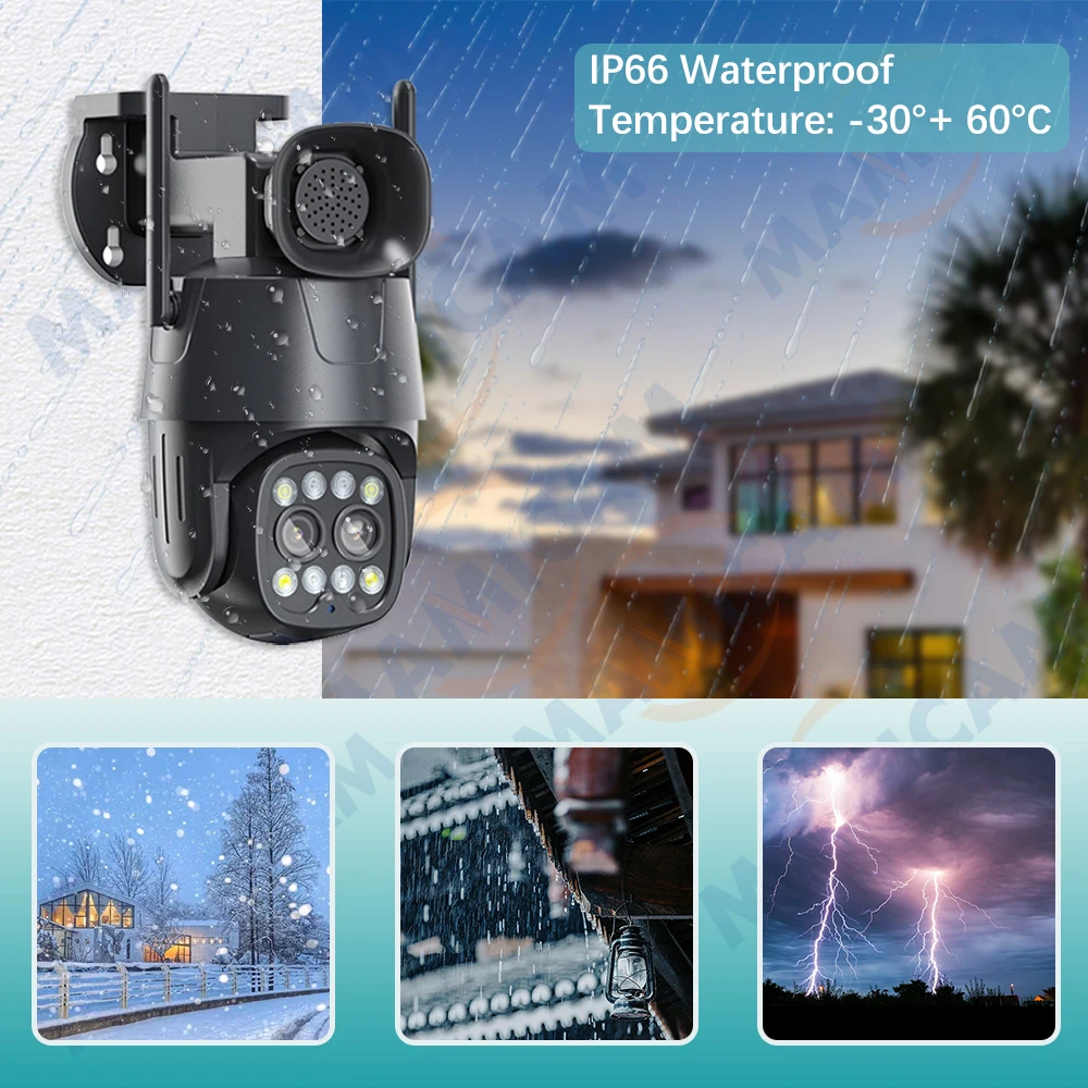 4K/8MP 3G 4G SIM Card LTE Camera Wifi Outdoor Dual Lens 3.6mm-8mm Cam AI Human Tracking Color Vision security camera smart outdoor camera camera components