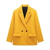 Willshela Women Fashion With Pockets Solid Double Breasted Blazer Vintage Long Sleeves Notched Neck Female Office Lady Outfits 5