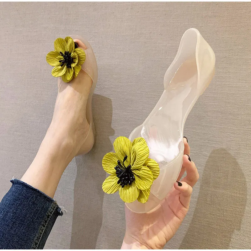 women's sandals with backstrap Women Sandals Fashion Flat Flower Female Pleated Shoes Ladies Solid Open Toe Sweet Beach Outdoors Slip On Footwear New 2022 closed toe sandals