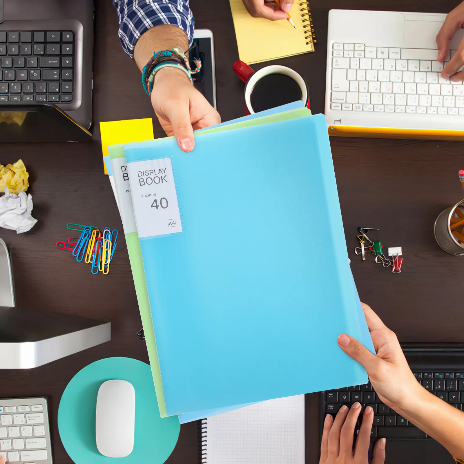 5Pcs 디스플레이 폴더 A4 플라스틱 포트폴리오 바인더 40 포켓 문서 정리 스티커 사무실 학교 프리젠 테이션 도서