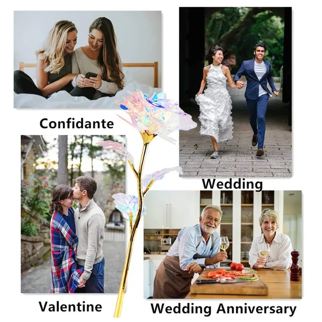 10pcs Eternal Galaxy Rose 24k Gold Flower Foil Plastic Artificial Roses Romantic Valentines Day Gift For Wedding Party Decor 벽장식 6