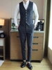 S-7XL ( Vest + Pants ) Mens Boutique Plaid Formal Business Suit Vest and Pants 2 Piece Set Groom Wedding Dress Slim Waist Coat 4