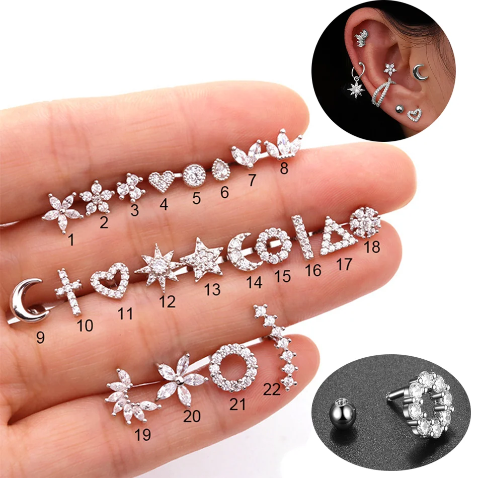 Mecool Orecchini A Fiore Con Zirconi Cubici Colorati - Argento E Multicolore, Acciaio Ipoallergenico