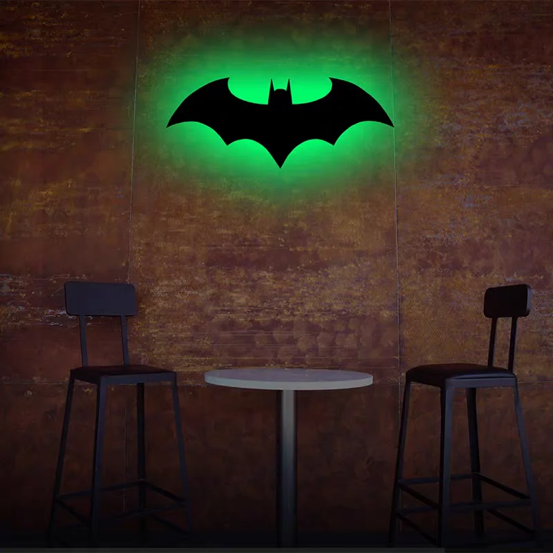 Lรขmpada de parede de madeira Bat Atmosphere, luz noturna LED, fundo decorativo, plug-in USB, controle remoto, moderno, ZK50