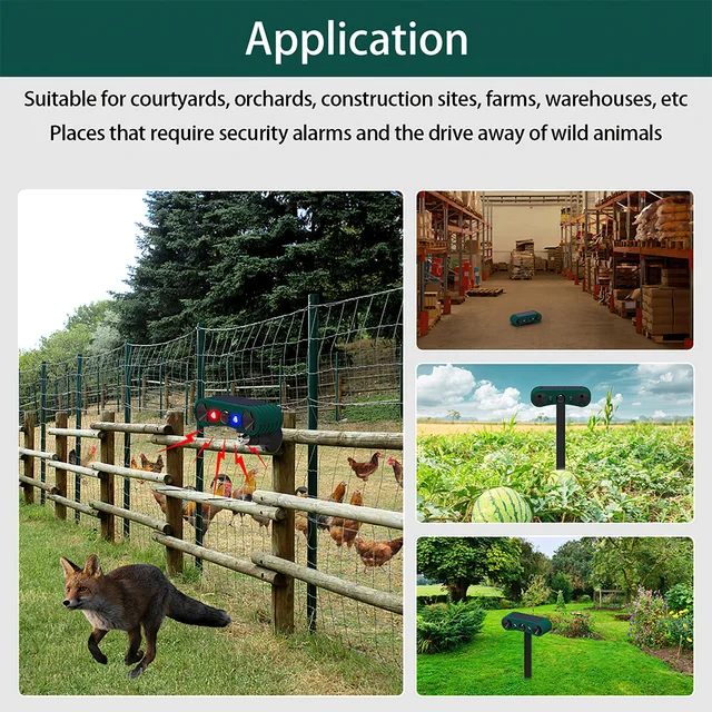 Solar Alarm Detector Infrared Motion Sensor Ultrasonic Animal Repeller Waterproof Security Alarm 129dB Sound Flashing Deterrent 5