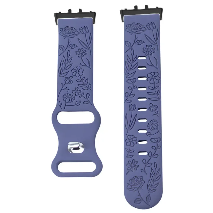 Floral Design Silicone Engraving Watch Strap Bracelet