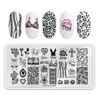Rose Flower Nail Art Stamping Template Image Plate Flore Nail stamp Manicure  Chain Bra Printable Art Practice Sexy Nail Designs 1