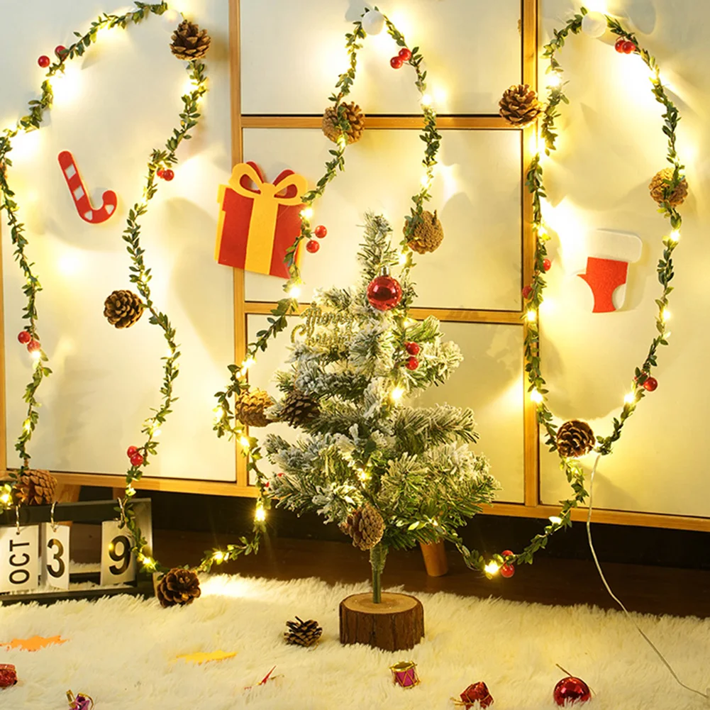

20 LEDs Artificial Garland Plant Vine Fairy Light Battery Powered Vine String Lights For Bedroom Wedding Party Holiday Decor