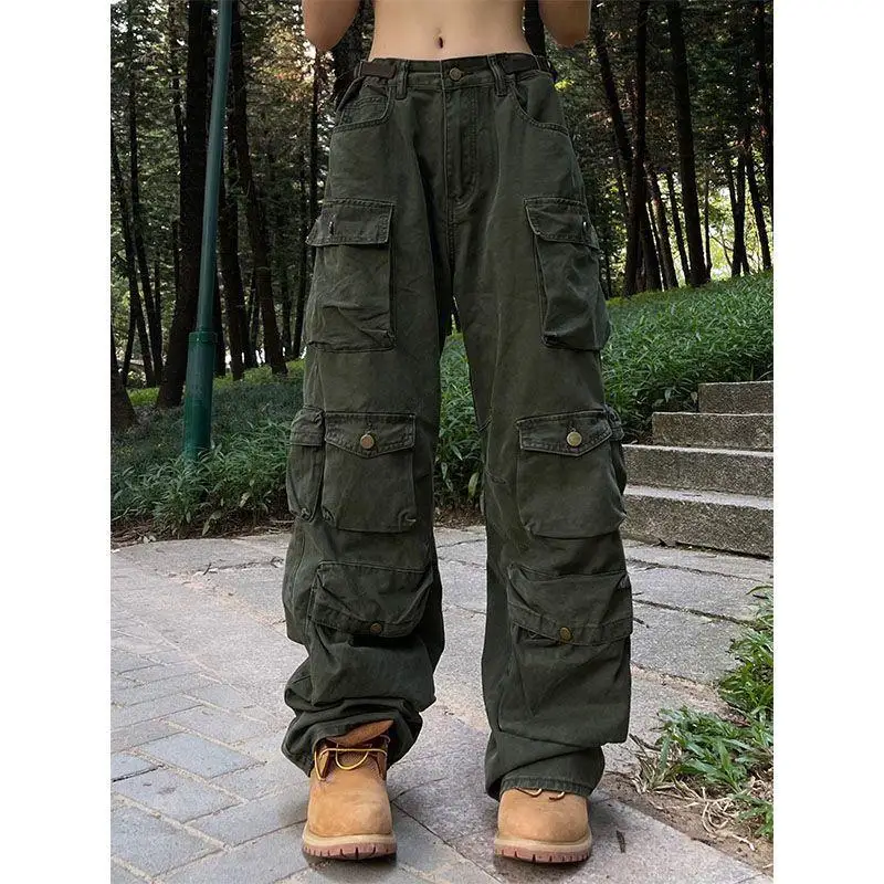 Women Army Green Cargo Pants | Cargo Pants Woman Loose Green - 2023 ...