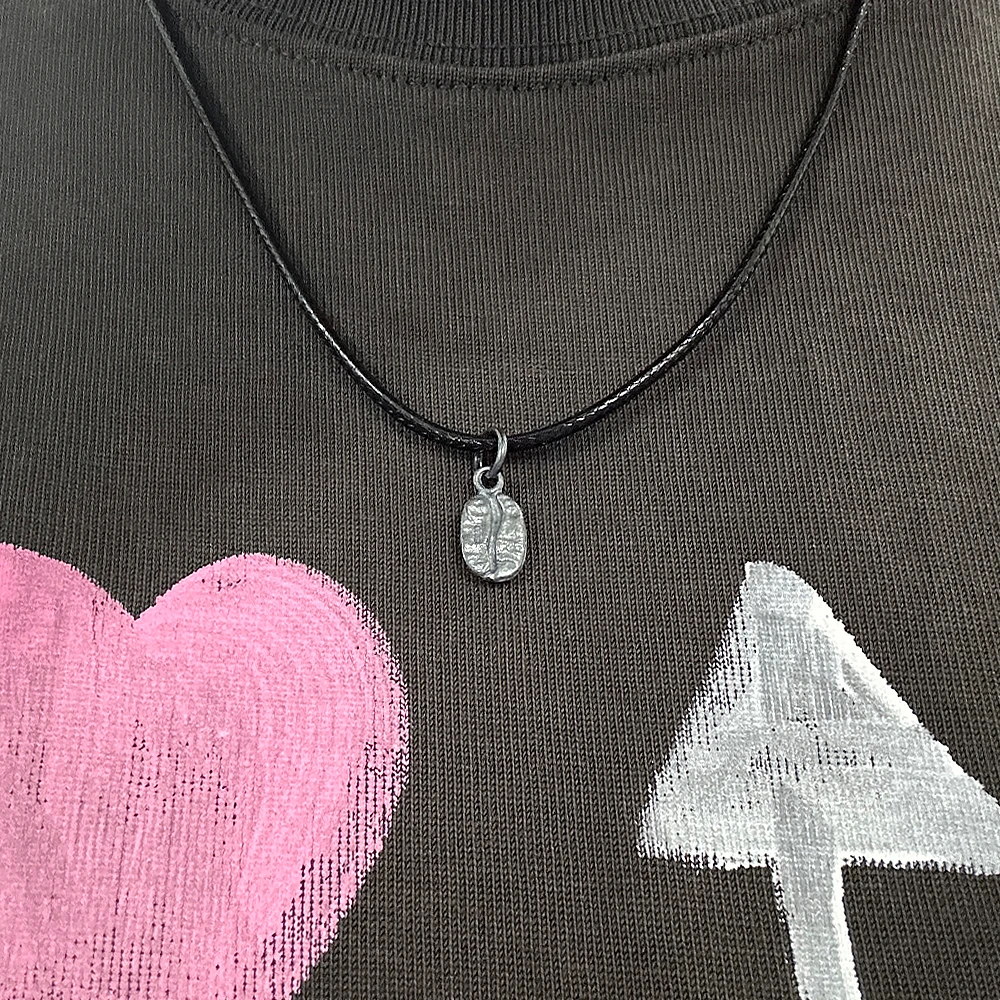 925 Sterling Silver Small Coffee Bean Pendant Necklace for Couples Black Leather Cord Chain Vintage Simple Trend Jewelry