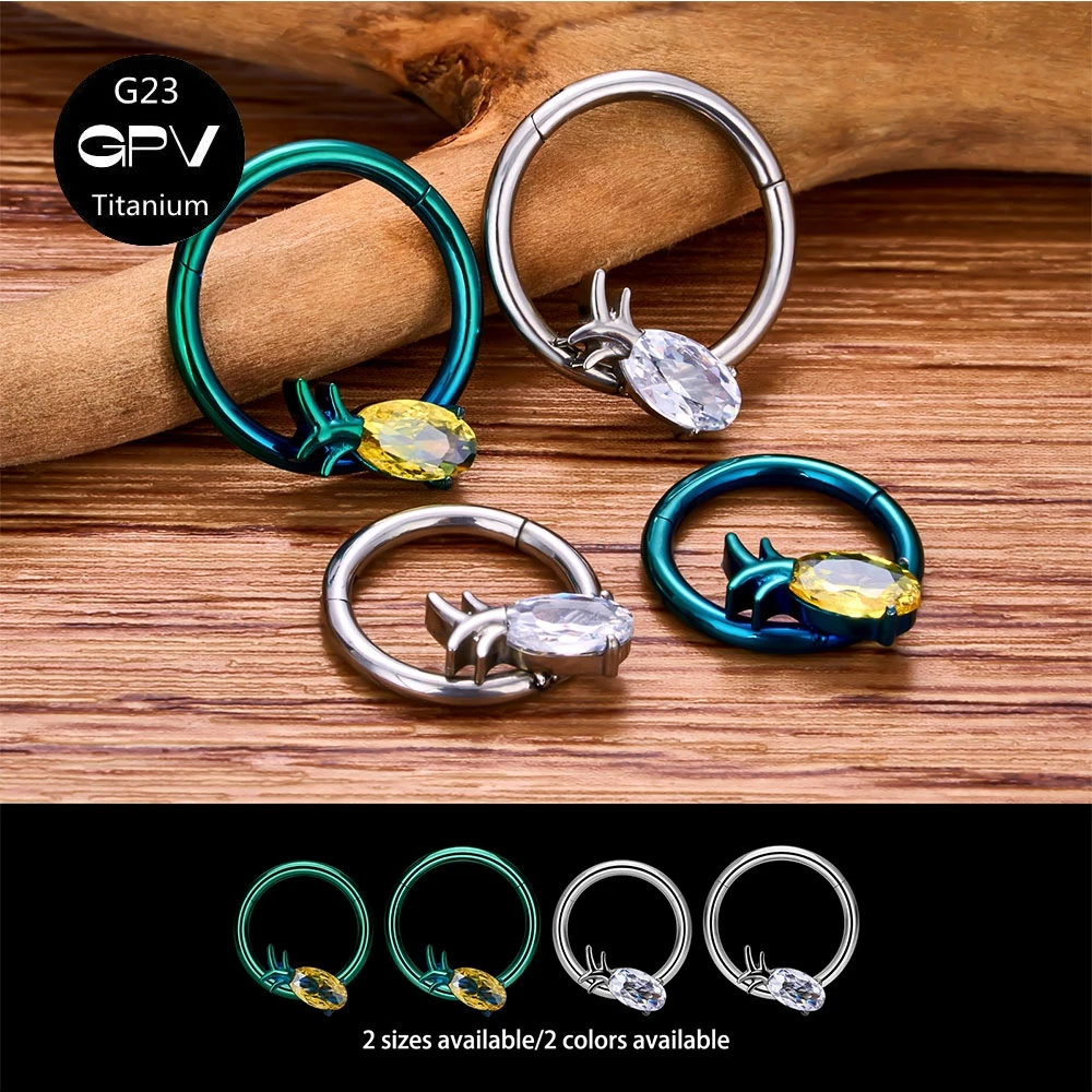 

G23 Titanium Nasal Septum Ring Vacuum Plated Green Pineapple Punk Perforated Jewelry Men And Women's Nose Rings And Earrings