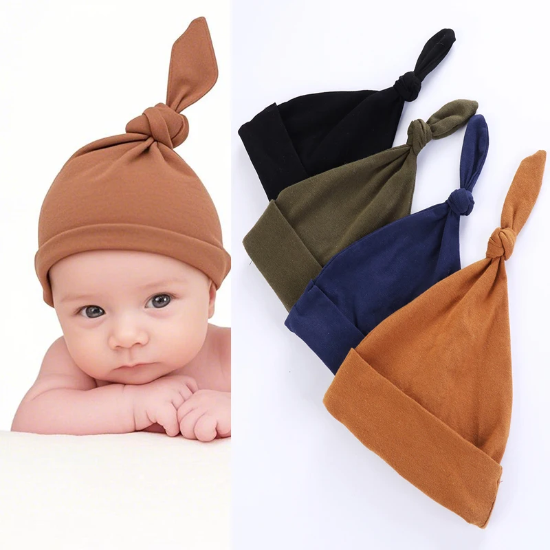 New Born Cap In Maroon Color With Bow Check Design Blended Stuff
