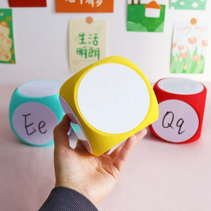 DIY Blank dice Write On/Wipe Off Portable Cleanable Blank Game Cubes for Classroom Teaching Dry Erase Outside
