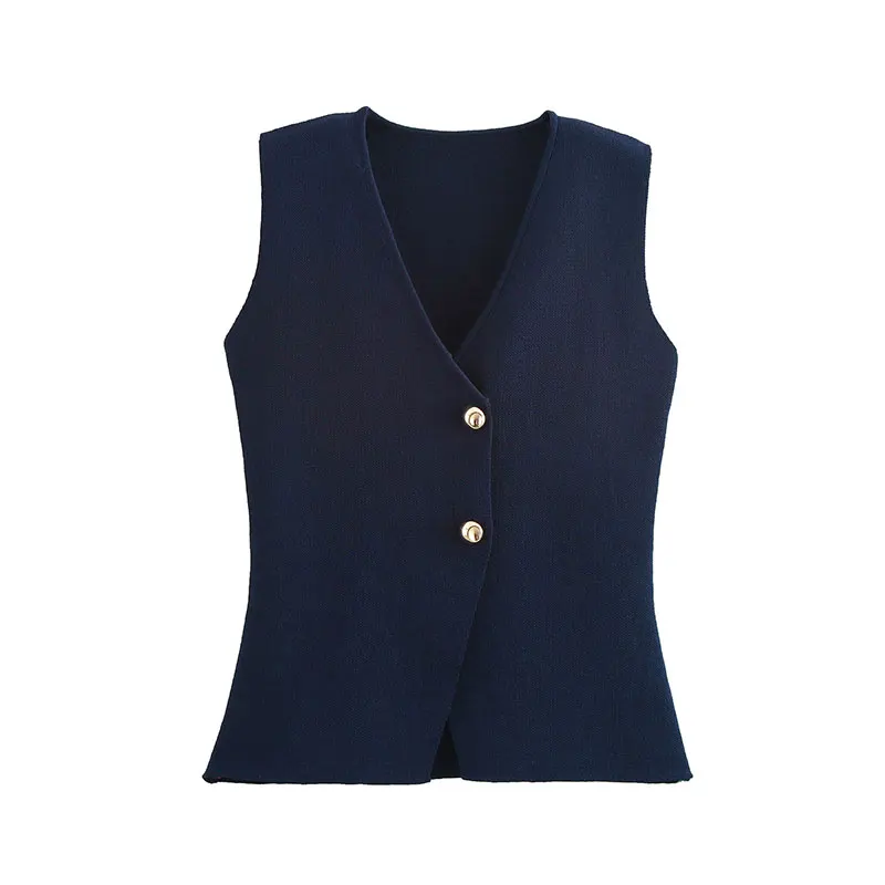 Fashion Single Breasted Knitted Vest Top Women Wine Red V-Neck Sleeveless Sweater Tank Female Autumn Chic Lady Knitwear New