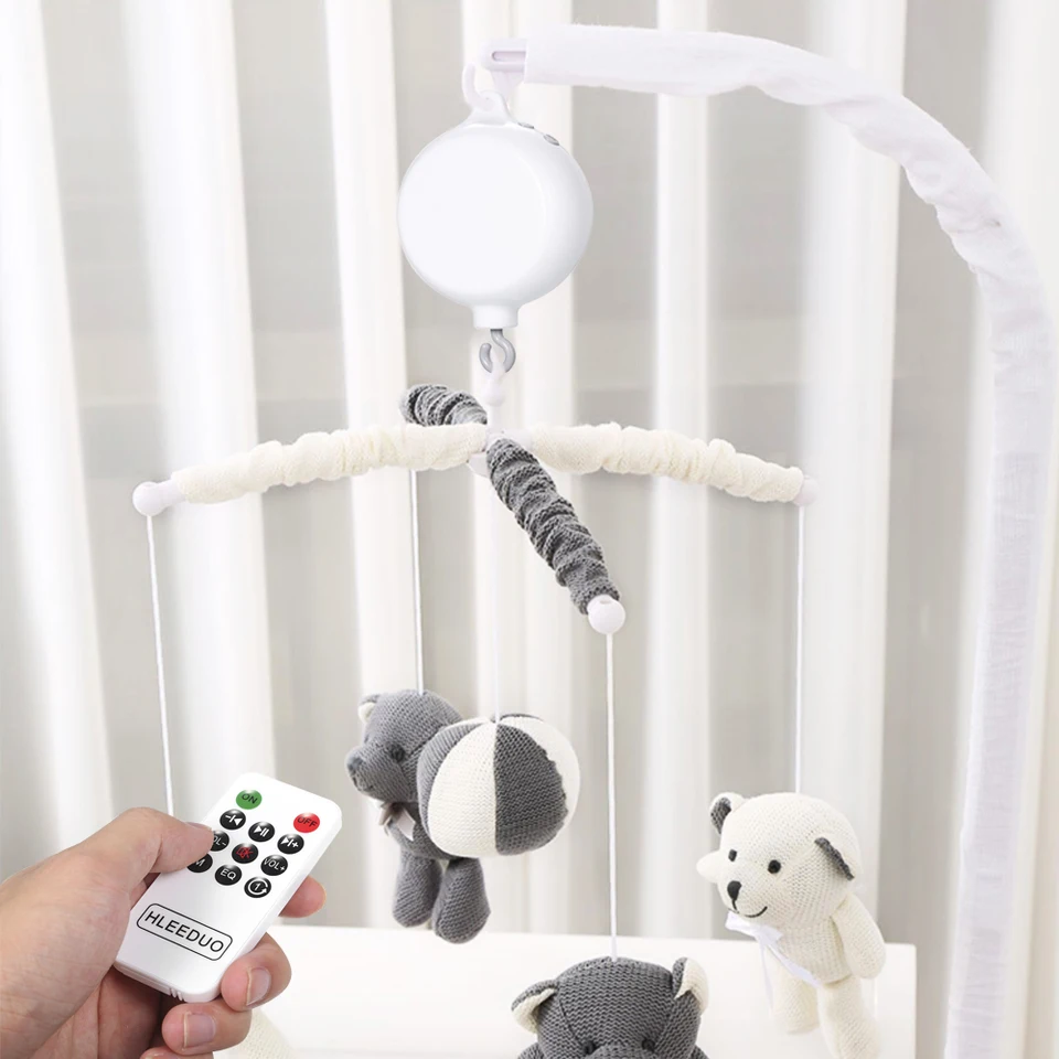 Carillon Mobile Musicale Per Culla Con Telecomando E Porta USB, Ganci Per Peluche, Canzoni Soft, Cameretta Bambini