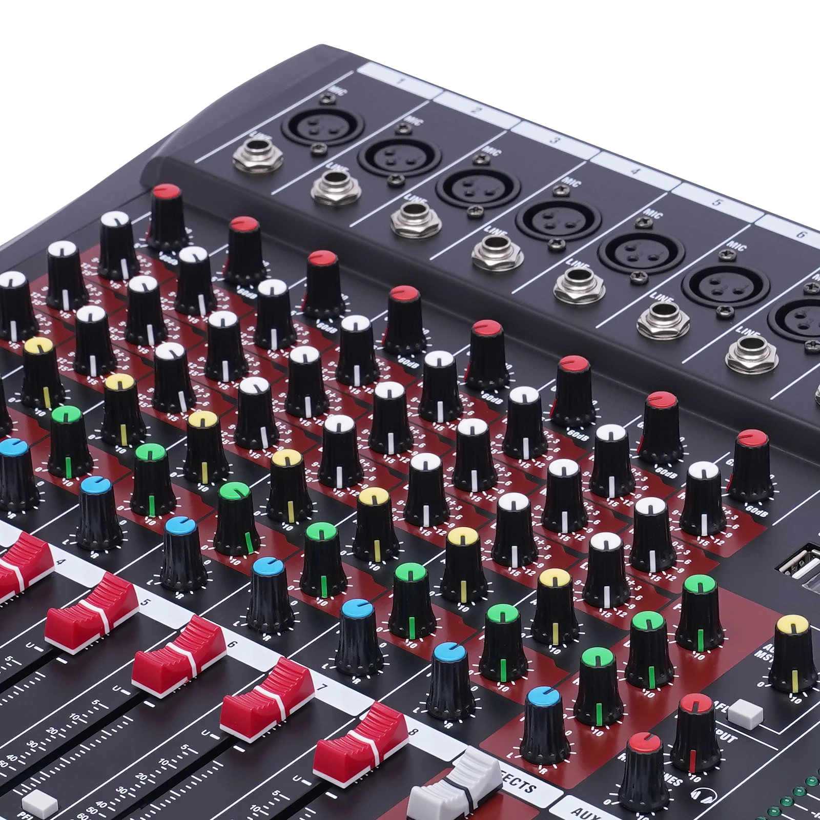 8 Channel Professional Mixer Sound Board Console Desk System Interface Digital USB Computer MP3 Input Phantom Power Stereo