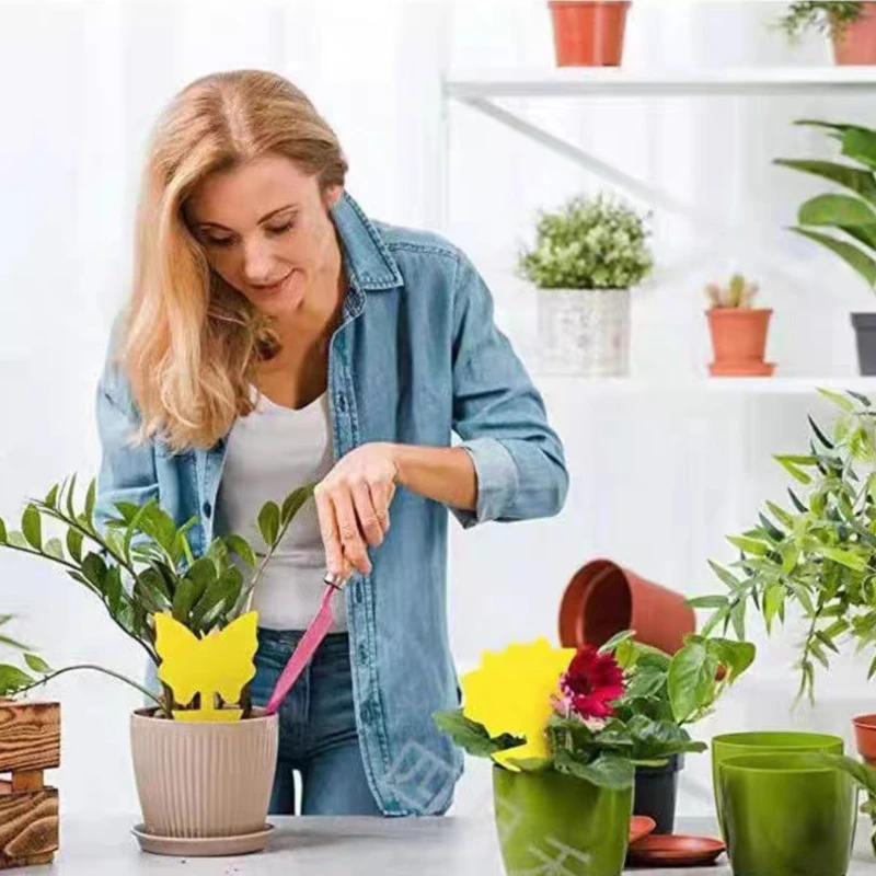 5pcs Sticky Traps Home Greenhouse Sticky Board Multiple Flying Insect Catching Control Sticker Pot Pest Sticker Double-sided