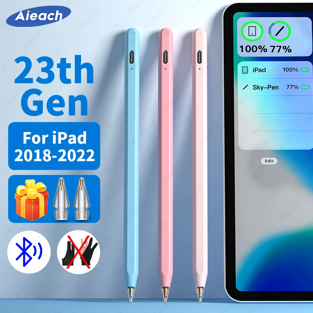 Matita Aieach 23Th Gen Per Ipad Pen Apple Pencil Con Palm Rejection Tilt Penna Stilo Bluetooth Per Ipad 2023 2022 2021 2020 2018