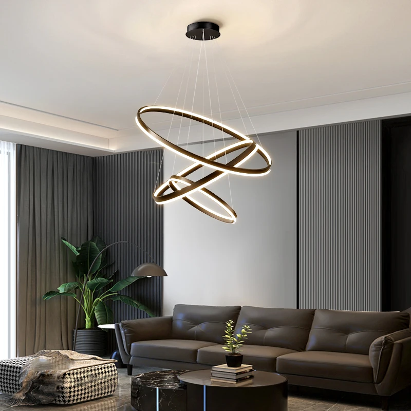 

Nordic Living Room Pendant Lights Creative Dining Room Lighting Modern Simple Atmospheric Ring-shaped Master Bedroom Chandelier