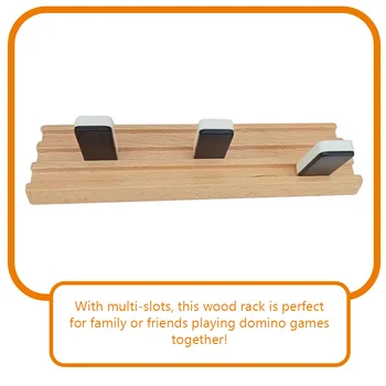 Wooden Anti-slip Base Domino Racks Storage Tray Stand Displaying Holder Multi-slots Smooth Natural Wood Crafted Wooden Domino 1