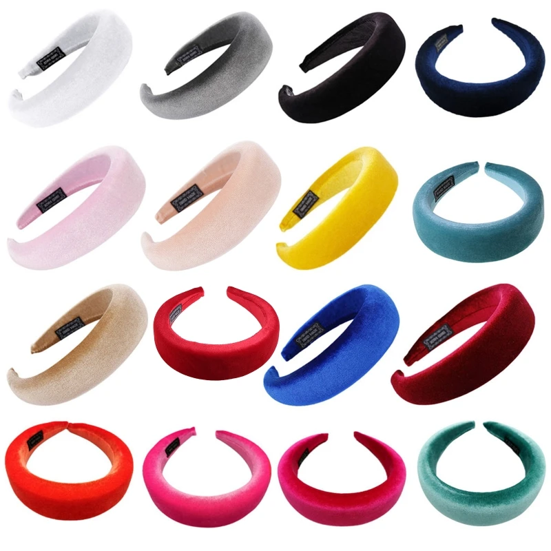 

A2ES 11 Colors Women Padded Wide Sponge Headband Glitter Sweet Candy Color