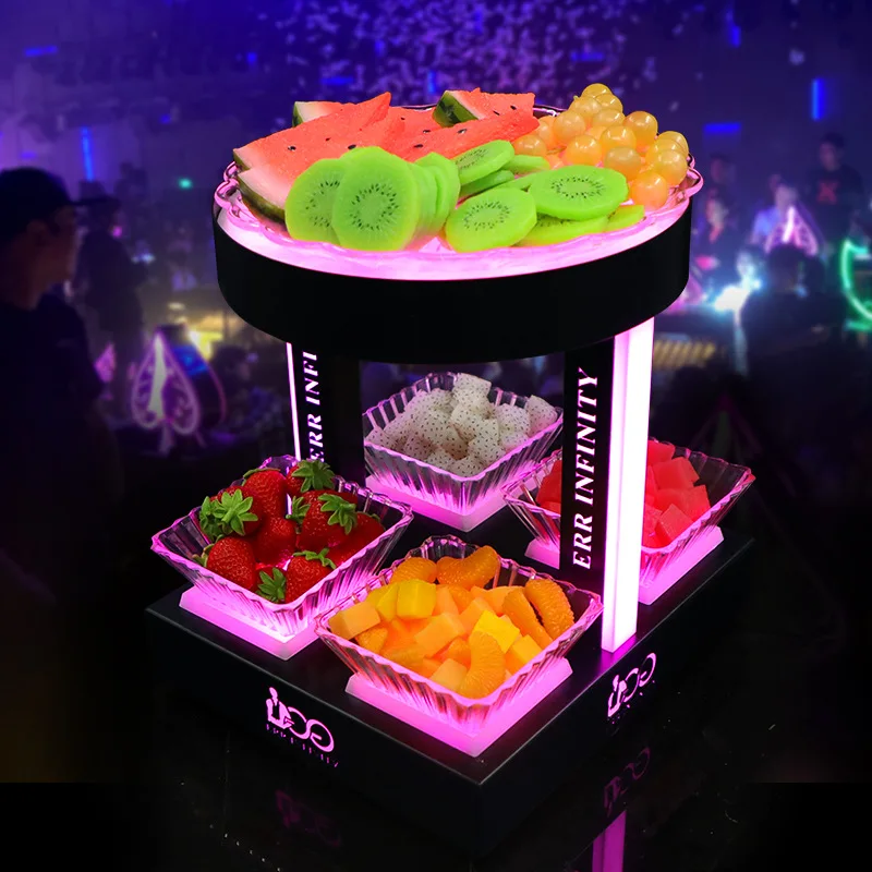 바 LED 발광 과일 접시 KTV 다중 격자 간식 건과일 접시 간식 접시 창의적인 과일 플래터, 디스플레이 랙