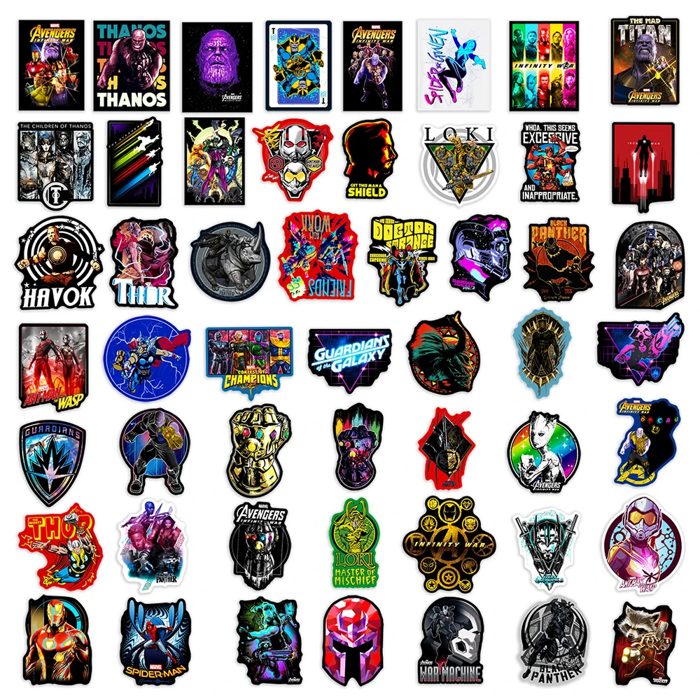 10/30/50/108PCS Disney The Avengers Marvel Neon Superhero Sticker Decals Kid Toy DIY Diary Suitcase Scrapbook Cool Sticker Gift images - 6