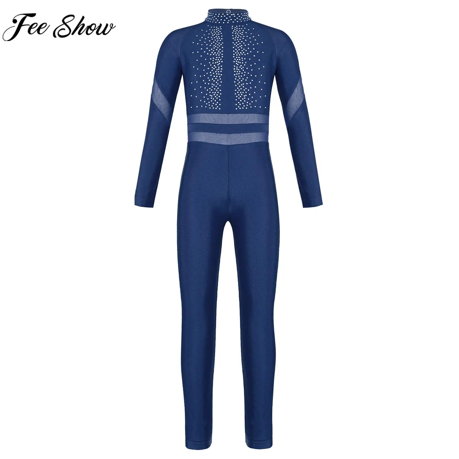 

Child Girls Figure Skating Unitard Bodysuit Ballet Dance Leotard Gymnastics Acrobatics Yoga Dancewear Long Sleeve Shiny Jumpsuit