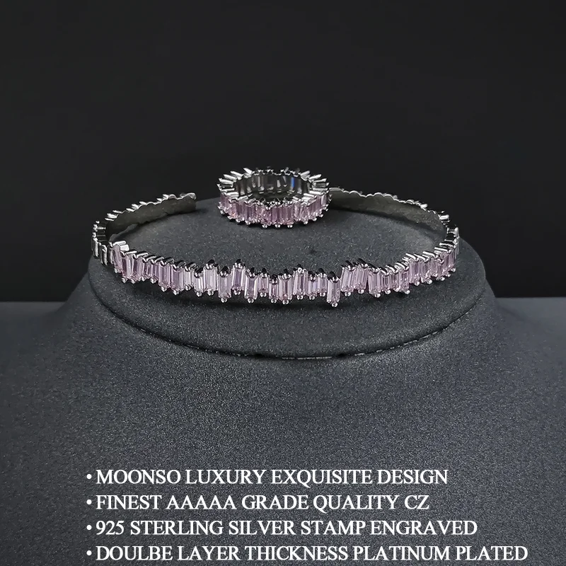 2pcs Per Set Moonso Luxury Vintage Rose Gold Silver Color Jewelry Sets Dubai African for Wedding Women Anniversary Gift J6286