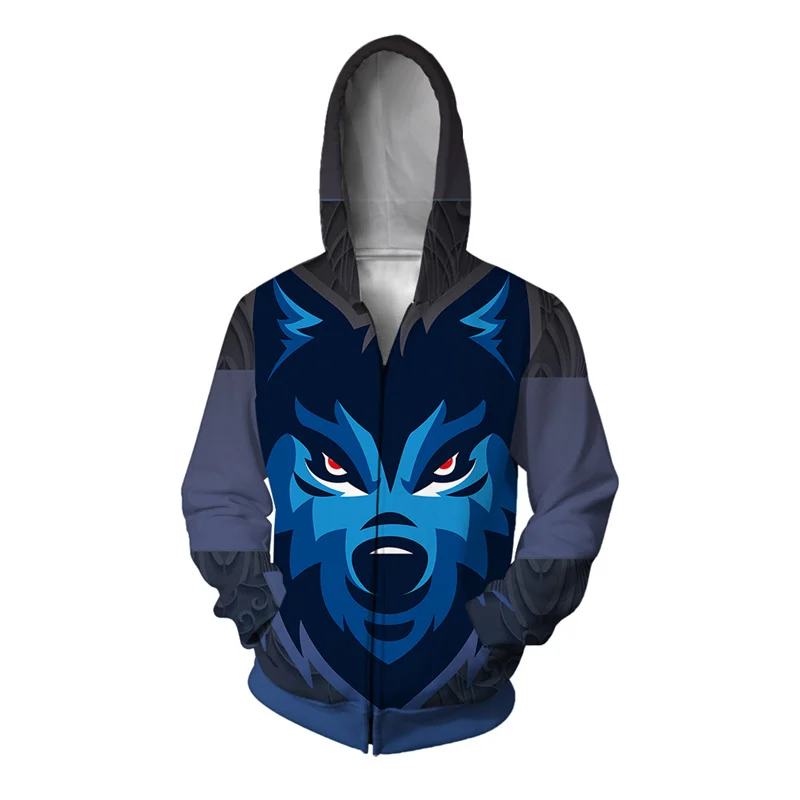 thumbnail image 1 of Sudadera con capucha con estampado 3D de árbol de coco para hombre, sudadera con gráfico de lobo y personaje, moderna, informal, cómoda, con capucha, holgada y con cremallera, 1 of 5