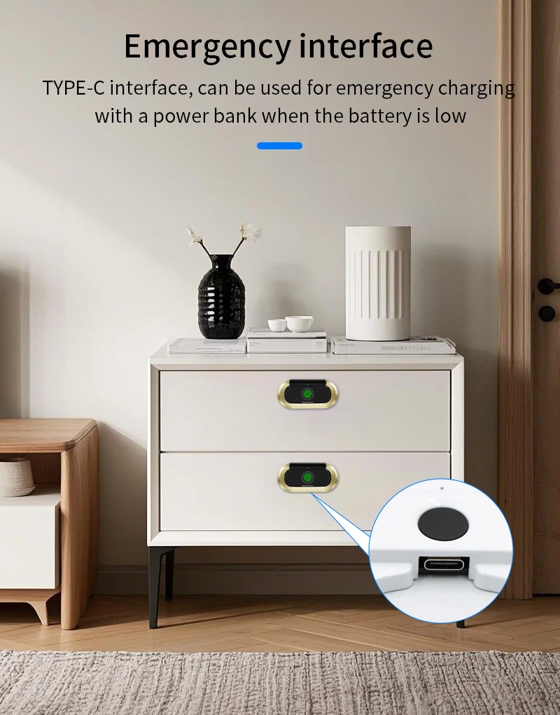 Fingerprint Drawer Lock Cabinet Lock Invisible Keyless Unlock Electronic Fingerp