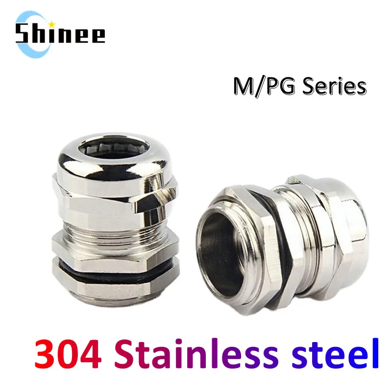 2 Pcs PG9 4-8mm Stainless Steel Waterproof Joint Cable Gland 