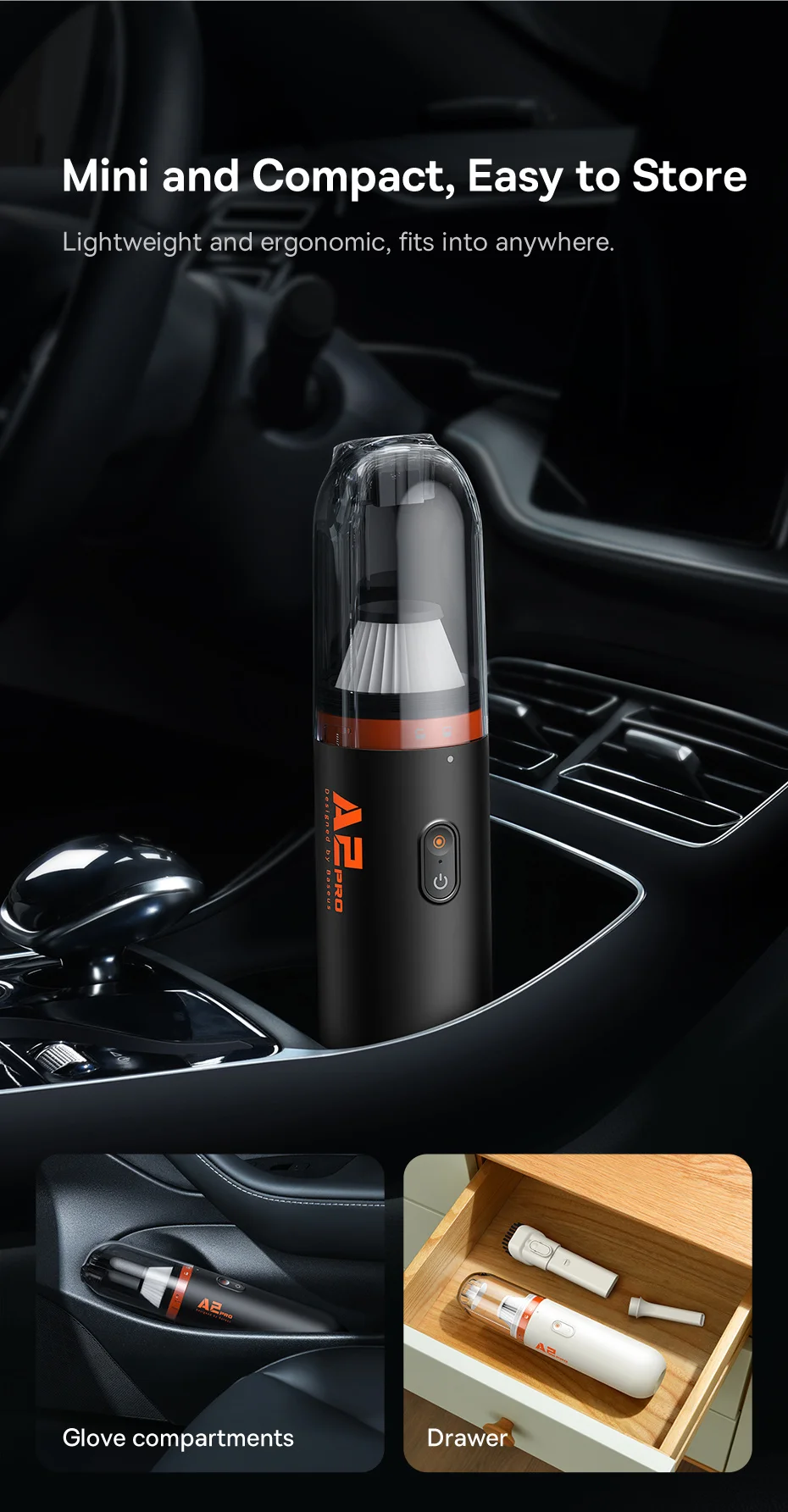 chube Máy hút bụi xe hơi Baseus A2 Pro nhỏ gọn, hút mạnh
