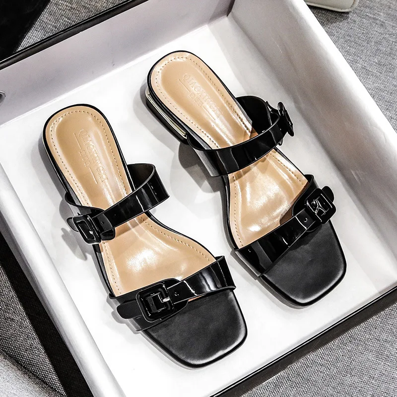 

Brand New Women Moderm Sandal Open Toe Cross Strap Buckle Up Slip on Outdoor Low Heel Slippers Sandal Female Summer Shoes