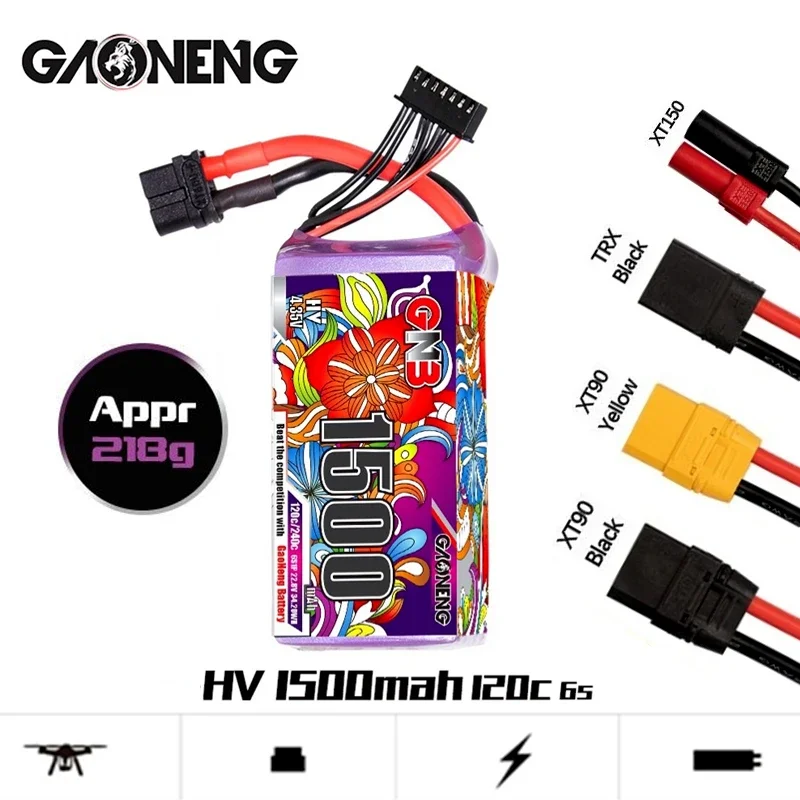 

Оригинальный аккумулятор GNB 6S 1500 мАч 22,8 в 120C/240C HV Lipo с разъемом XT60 T для FPV гоночного дрона радиоуправляемого квадрокоптера вертолета автомобиля запчасти