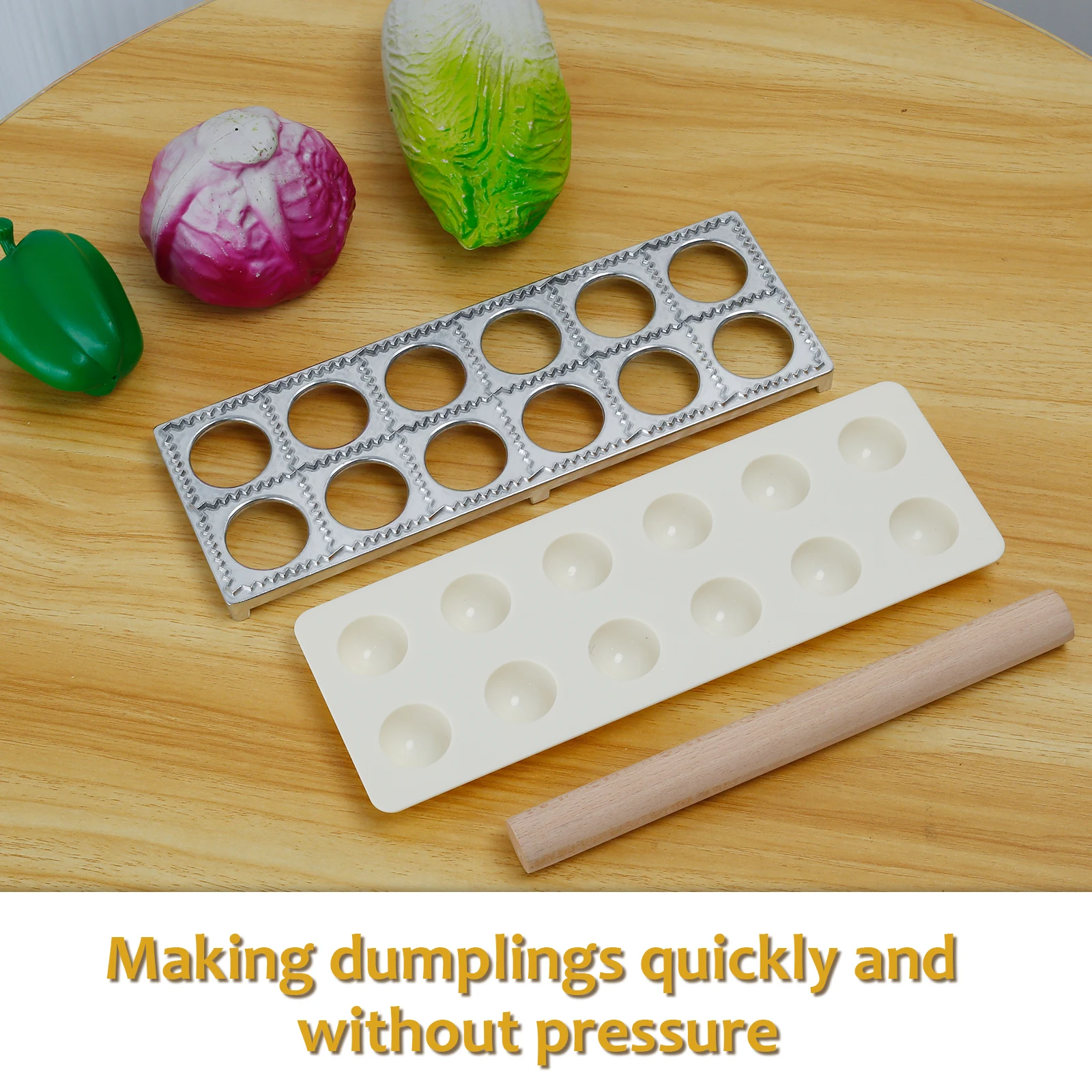 Aluminum Alloy Ravioli Maker 12 Holes Ravioli Tray Dumpling Mold Set with Rolling Pin Homemade Ravioli Maker Press Easy to Use